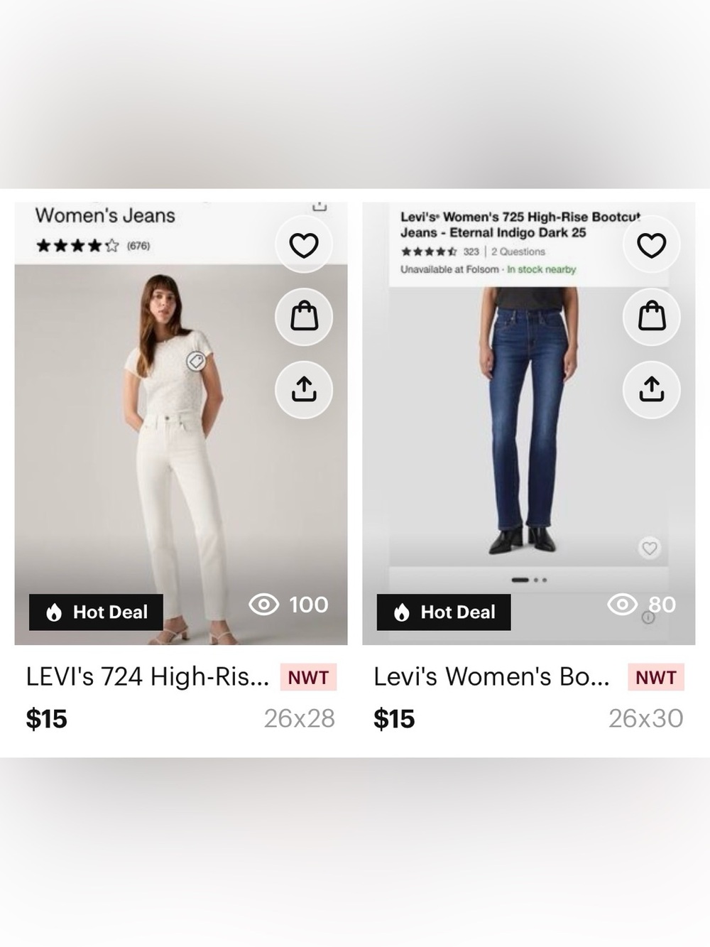 TWO FOR ONE: Levi's High-Rise Jeans sz26